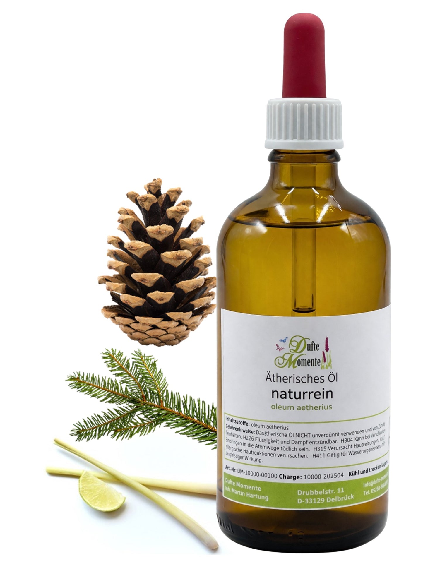 Ätherische Ölmischung Himalaya naturrein mit Edeltannennadel Kiefernnadel und Lemongras in Glasflasche Dufte Momente 100 ml mit Pipette