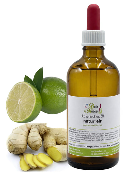 Ätherische Ölmischung Ingwer-Limette 100 ml mit Pipette mit frischem Ingwer und Limette