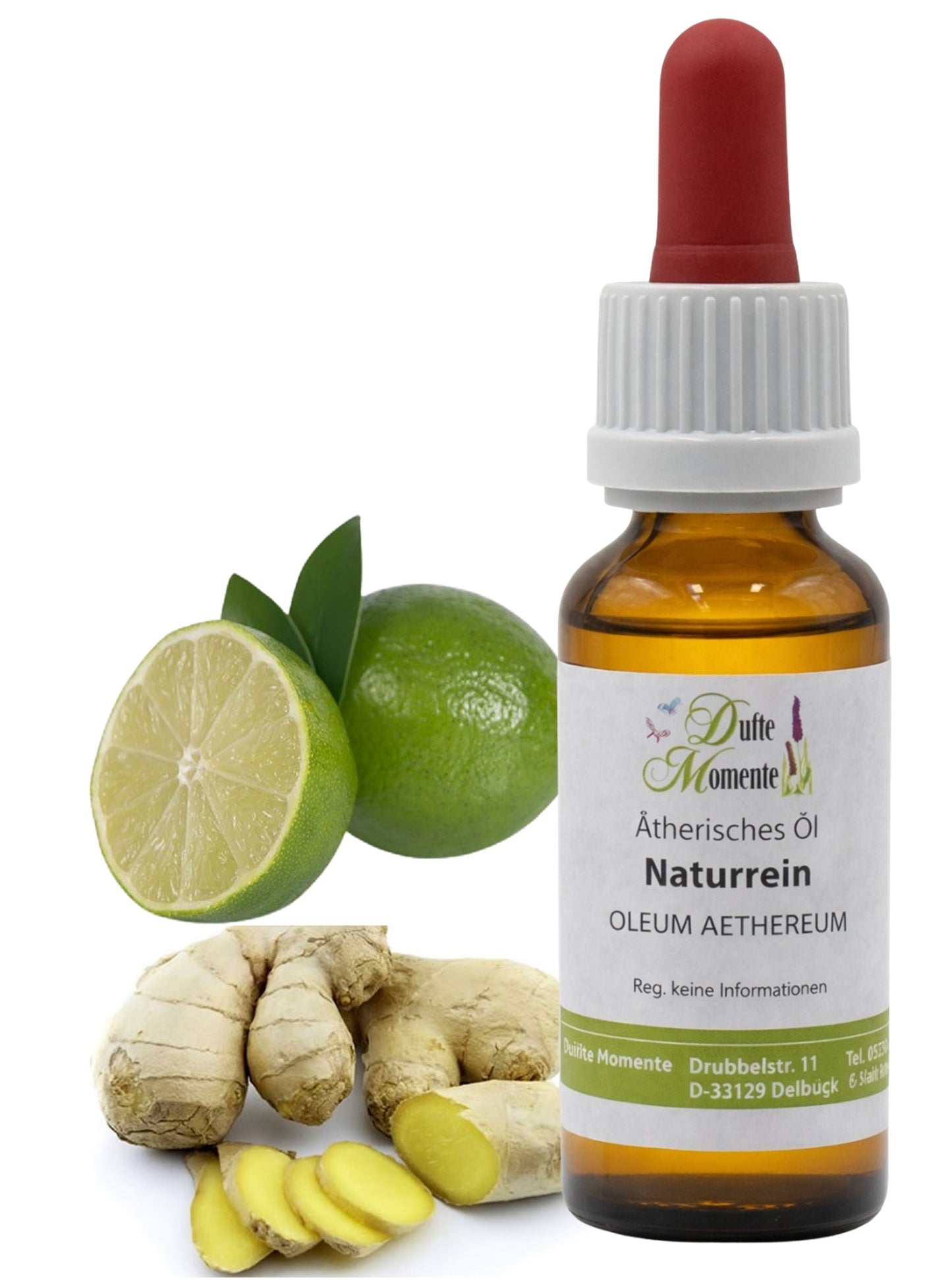 Ätherische Ölmischung Ingwer-Limette 10 ml mit Pipette mit frischem Ingwer und Limette