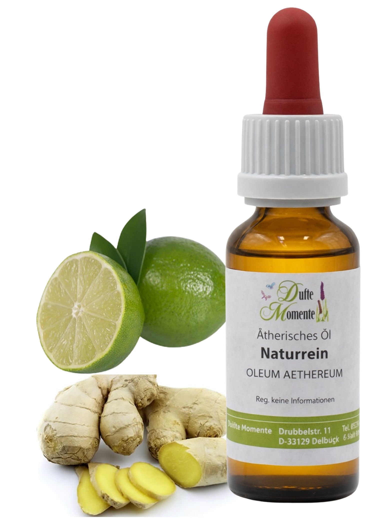 Ätherische Ölmischung Ingwer-Limette 10 ml mit Pipette mit frischem Ingwer und Limette