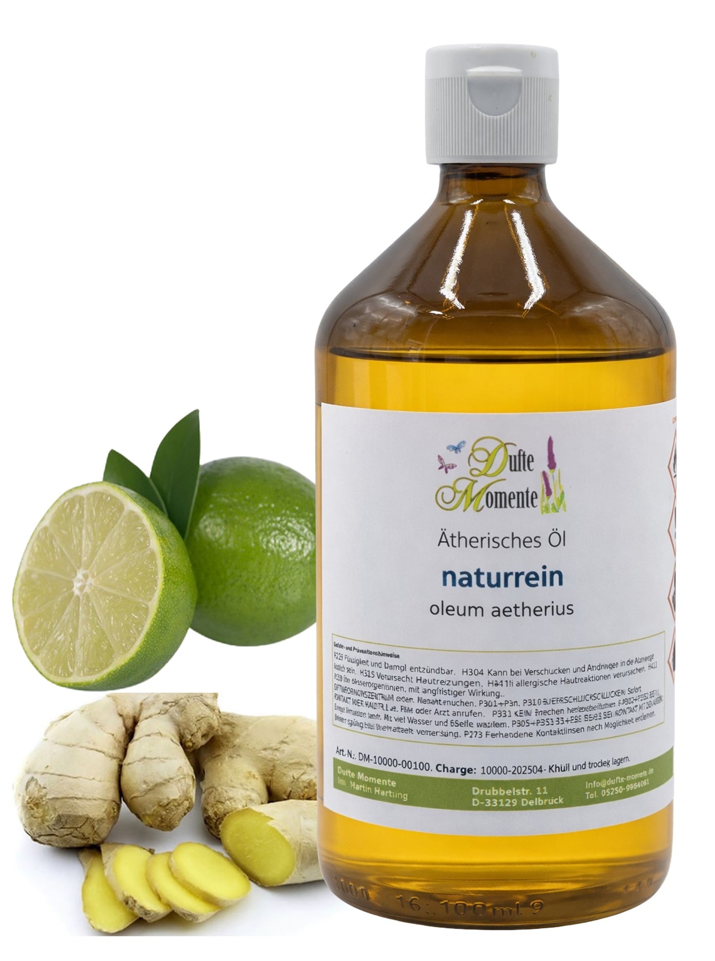 Ätherische Ölmischung Ingwer-Limette 500 ml mit frischem Ingwer und Limette