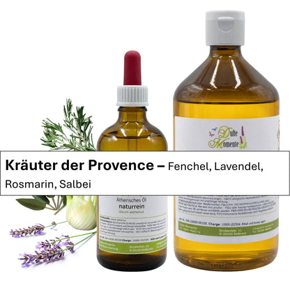 Ätherische Ölmischung Kräuter der Provence mit Fenchel, Lavendel, Rosmarin und Salbei – 10 ml und 1000 ml