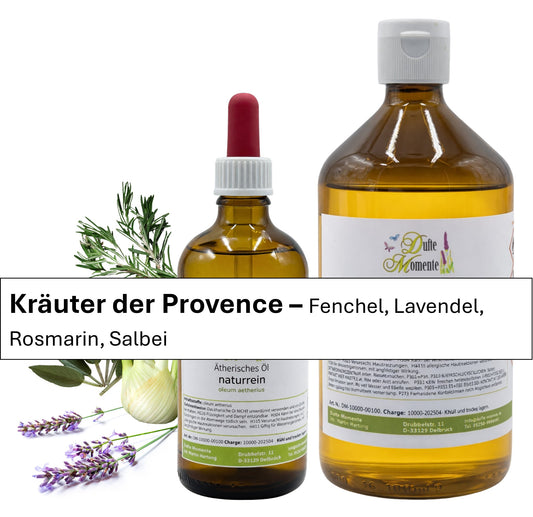 Ätherische Ölmischung Kräuter der Provence mit Fenchel, Lavendel, Rosmarin und Salbei – 10 ml und 1000 ml