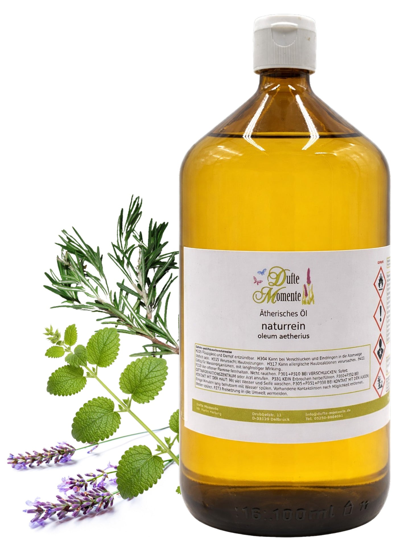 1000-ml-Flasche der ätherischen Ölmischung Mediterra mit Rosmarin, Melisse und Lavendel