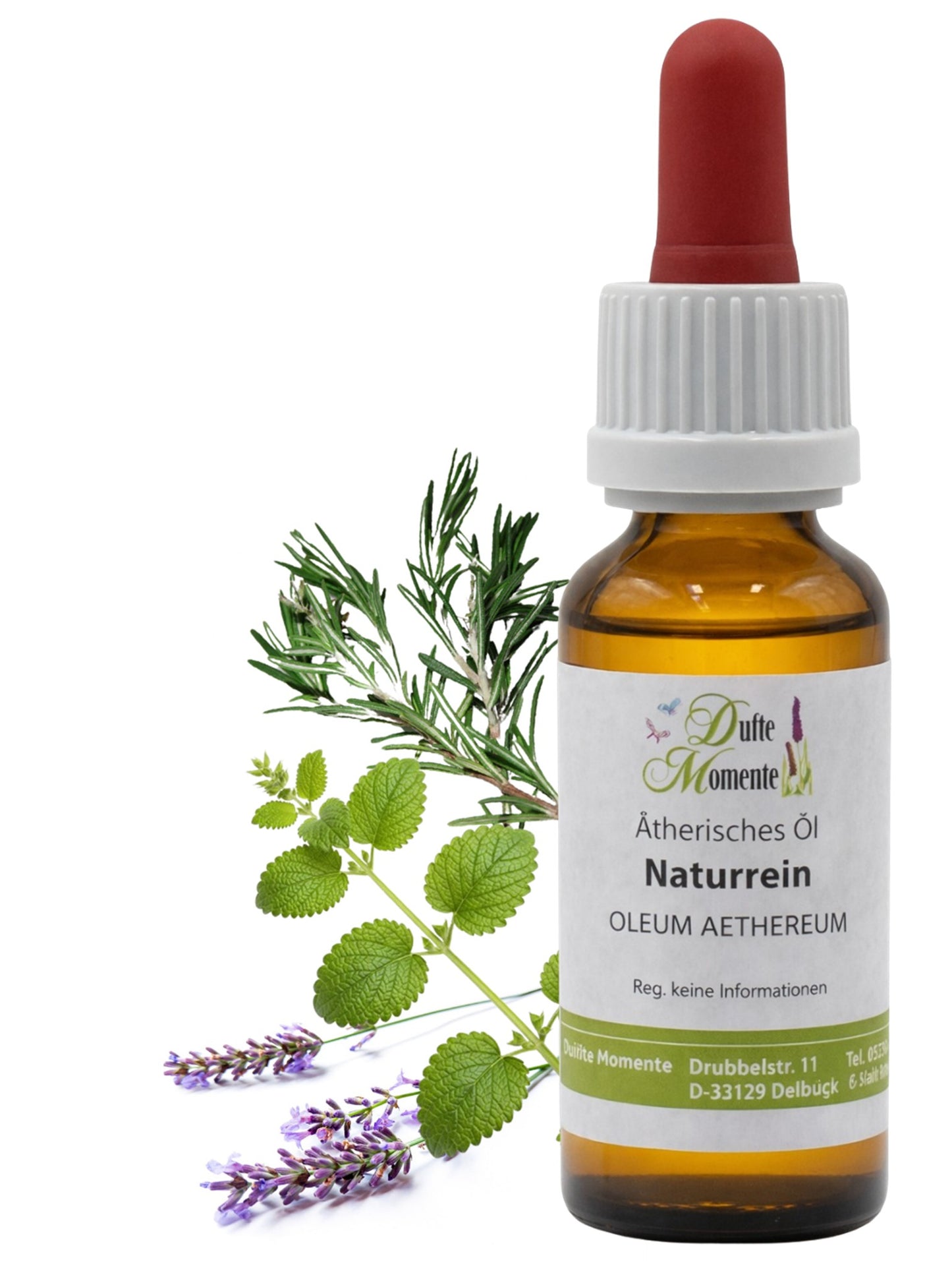 10-ml-Flasche mit Pipette der ätherischen Ölmischung Mediterra mit Rosmarin, Melisse und Lavendel