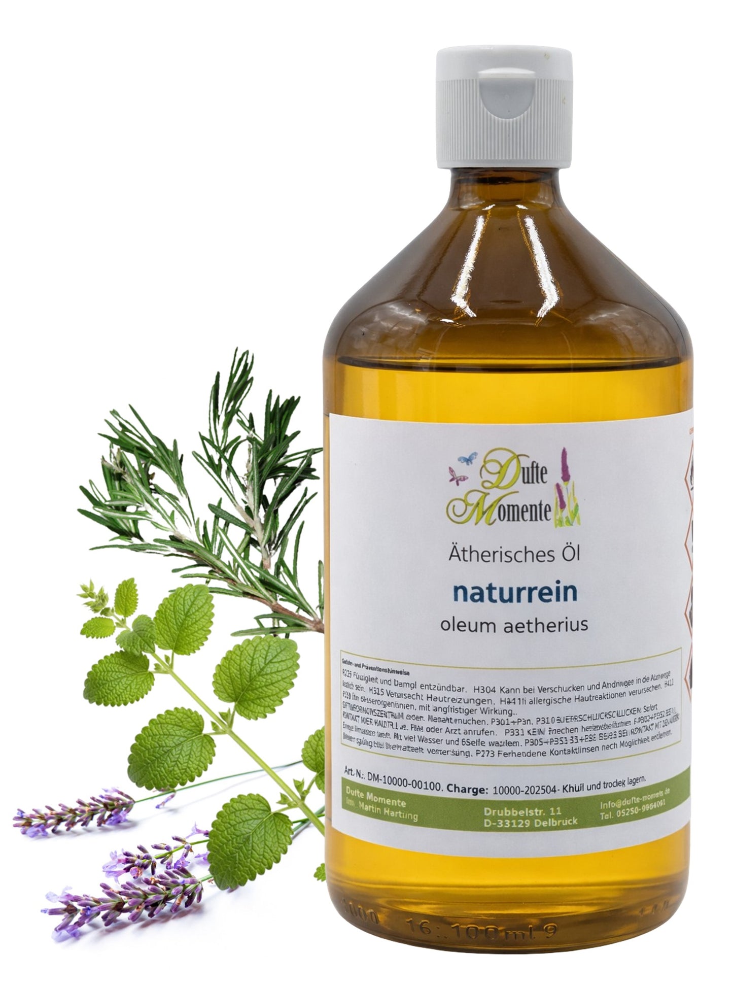 500-ml-Flasche der ätherischen Ölmischung Mediterra mit Rosmarin, Melisse und Lavendel