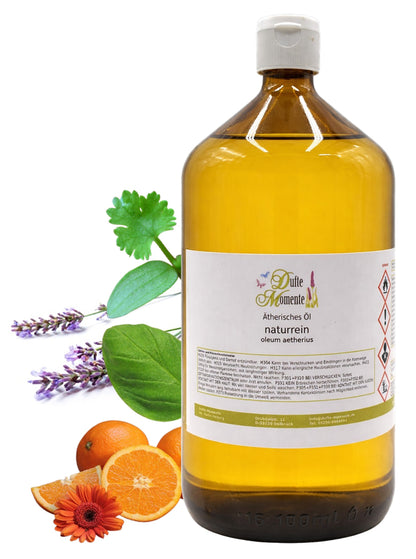 1000-ml-Flasche der ätherischen Ölmischung Oriental Spice mit Orangen, Lavendel, Basilikum und Koriander