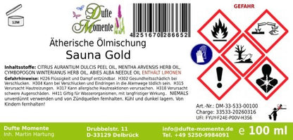 Sauna Gold (Melisse, Minze, Orange, Tannennadel) - ätherische Ölmischung, naturrein