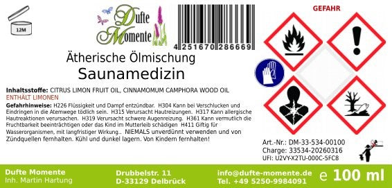 Saunamedizin (Kampfer, Zitrone) - ätherische Ölmischung, naturrein