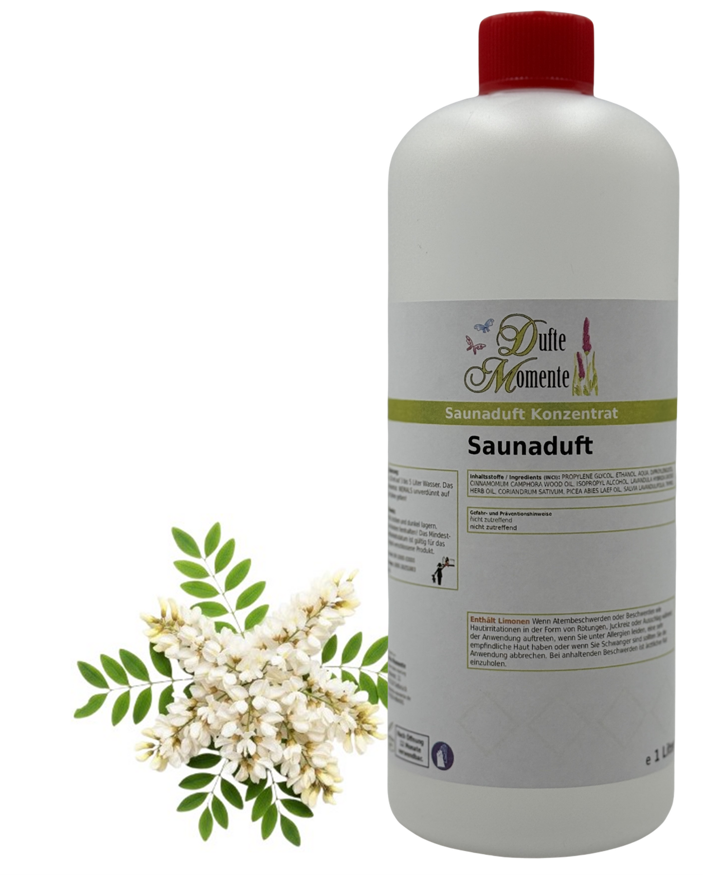 Saunaduft Akazienblüte in 1 Liter Flasche mit Akazienblüten