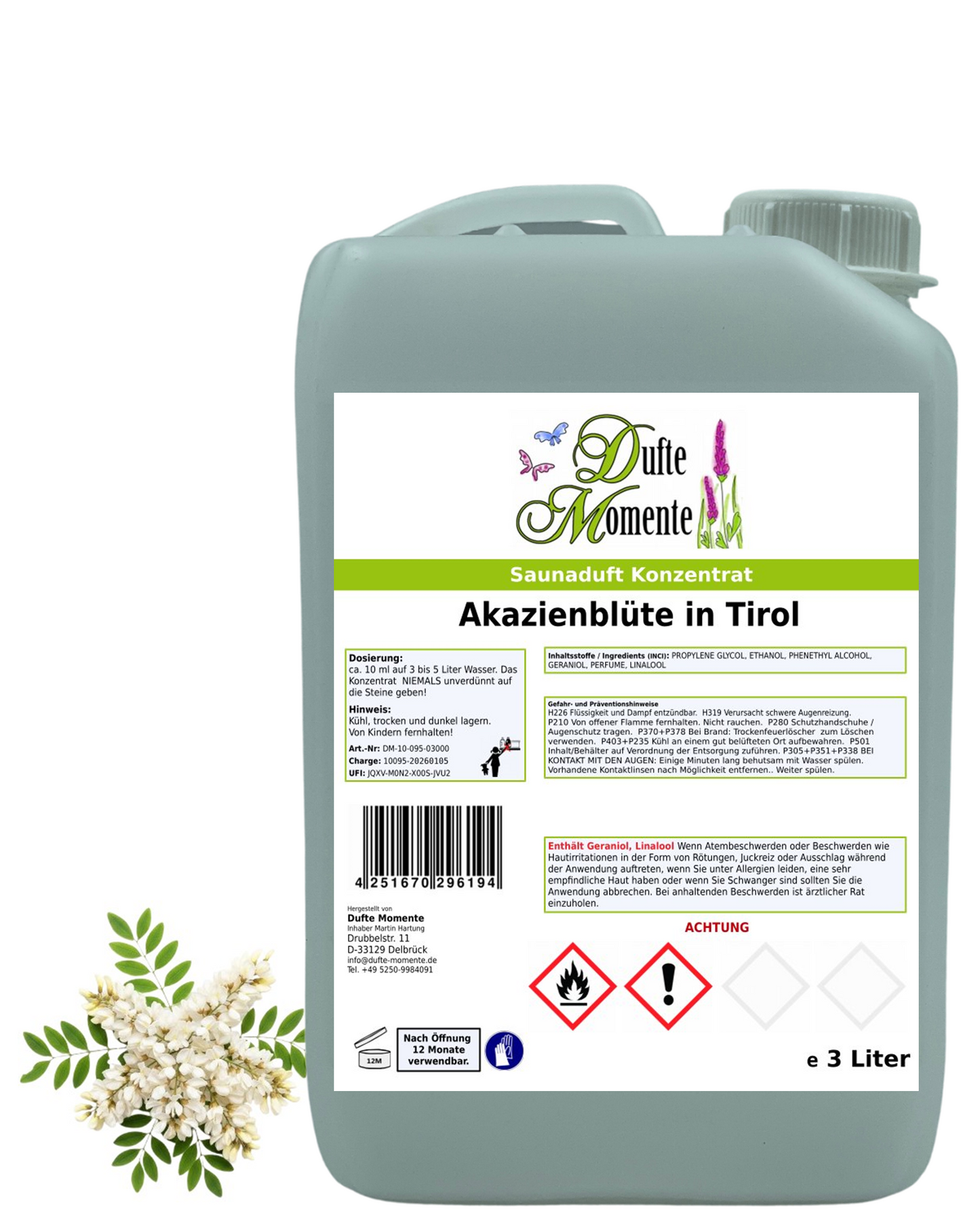 Saunaduft Akazienblüte in 3 Liter Kanister mit Akazienblüten