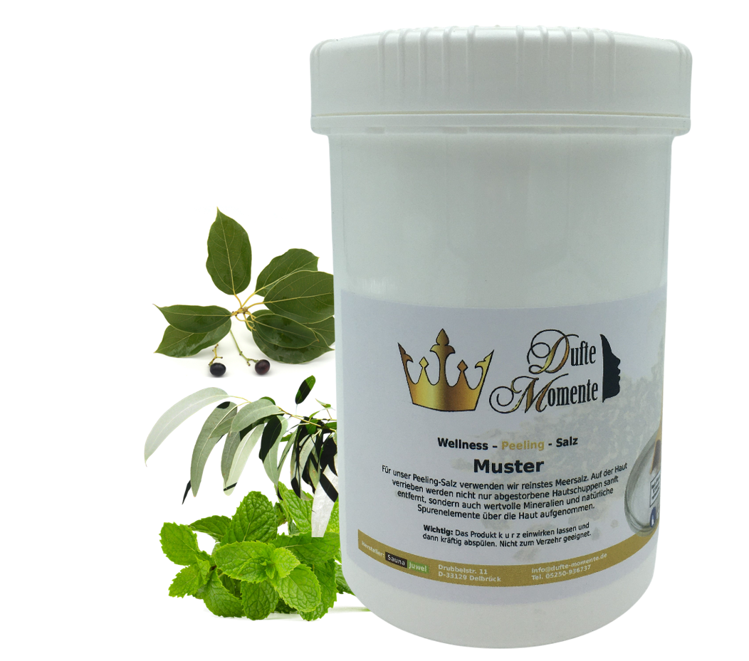 Aktiv Sport (Eukalyptus, Kampfer, Pfefferminze) - 1 kg Salz Körperpeeling, mit BIO-Meersalz