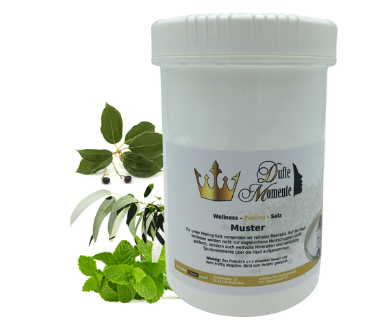 Aktiv Sport (Eukalyptus, Kampfer, Pfefferminze) - 1 kg Salz Körperpeeling, mit BIO-Meersalz