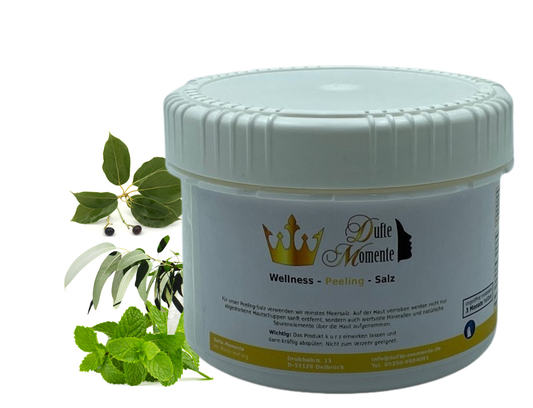 Aktiv Sport (Eukalyptus, Kampfer, Pfefferminze) - 500g Salz Körperpeeling, mit BIO-Meersalz