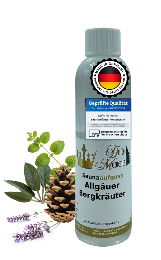 Allgäuer Bergkräuter Saunaaufguss-Konzentrat | 250 ml – 3 L | Würzig & Kräuterig