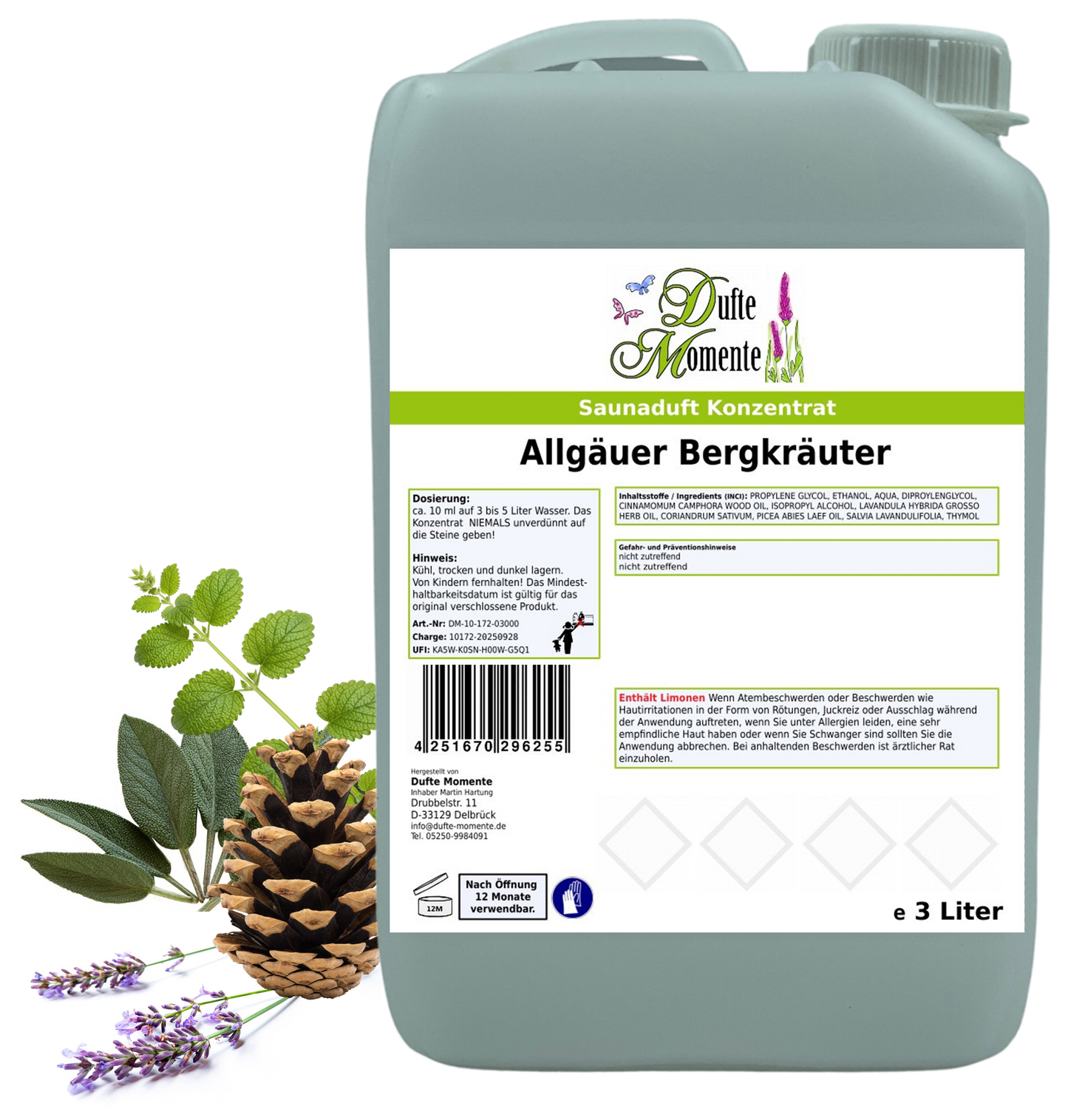 Allgäuer Bergkräuter Saunaaufguss-Konzentrat | 250 ml – 3 L | Würzig & Kräuterig