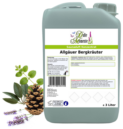 Allgäuer Bergkräuter Saunaaufguss-Konzentrat | 250 ml – 3 L | Würzig & Kräuterig
