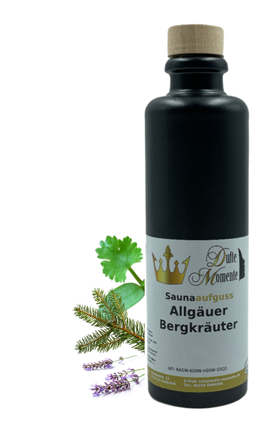 Saunaduft Konzentrat Flasche aus Steinzeug  200 ml Allgäuer Bergkräuter
