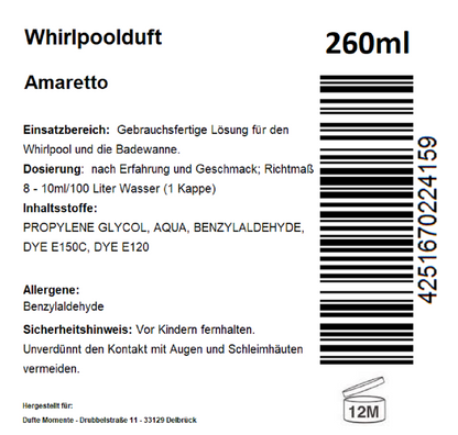 Whirlpoolduft 260 ml Etikett Amaretto