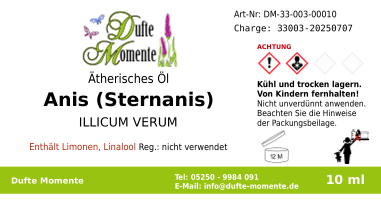 Ätherisches Öl Etikett 10 ml Anis (Sternanis)