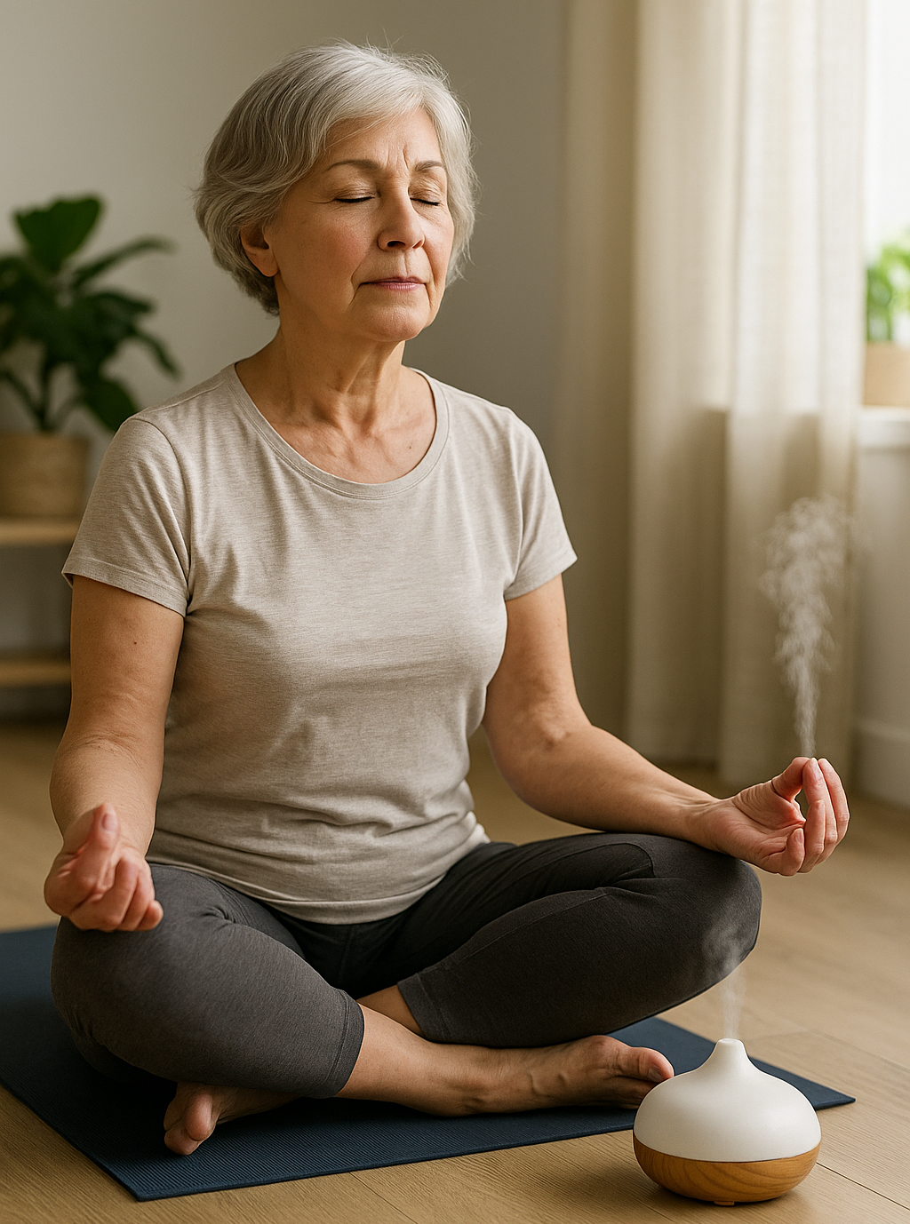 Anwendung Yogafrau vor Diffusor