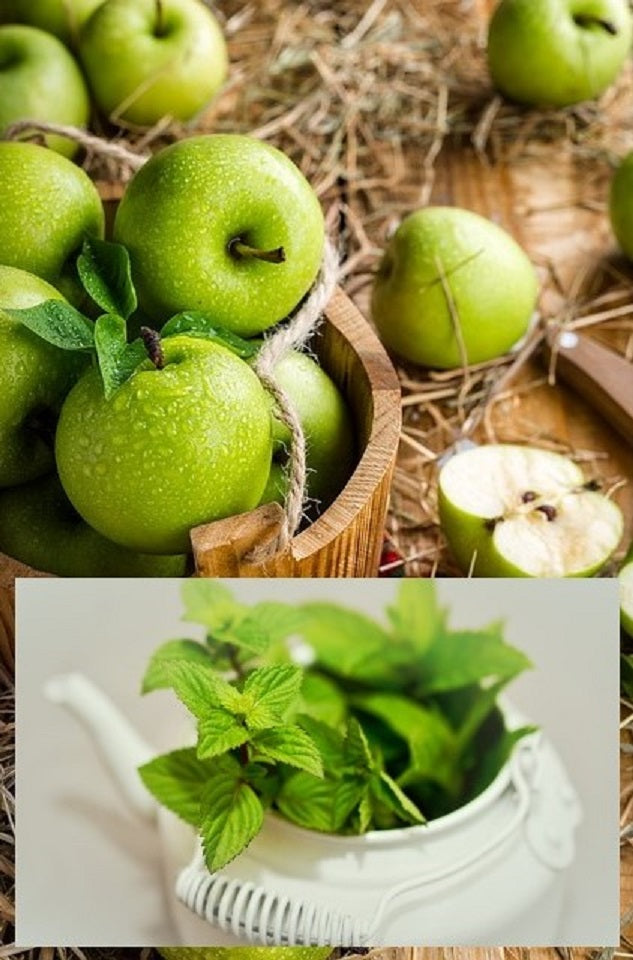 Äpfel und Minzblätter