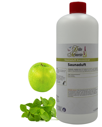 Saunaduft Apfelminze in 1 Liter Flasche mit Duftbestandteile