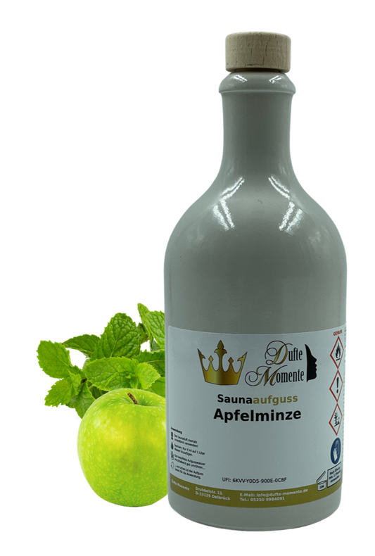 Saunaduft Konzentrat Flasche aus Steinzeug  500 ml Apfelminze