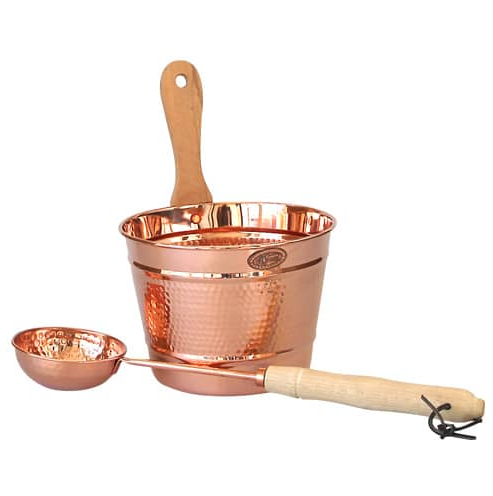 Aufguss-Set Kupfer 5 Liter (Kübel und Kelle)