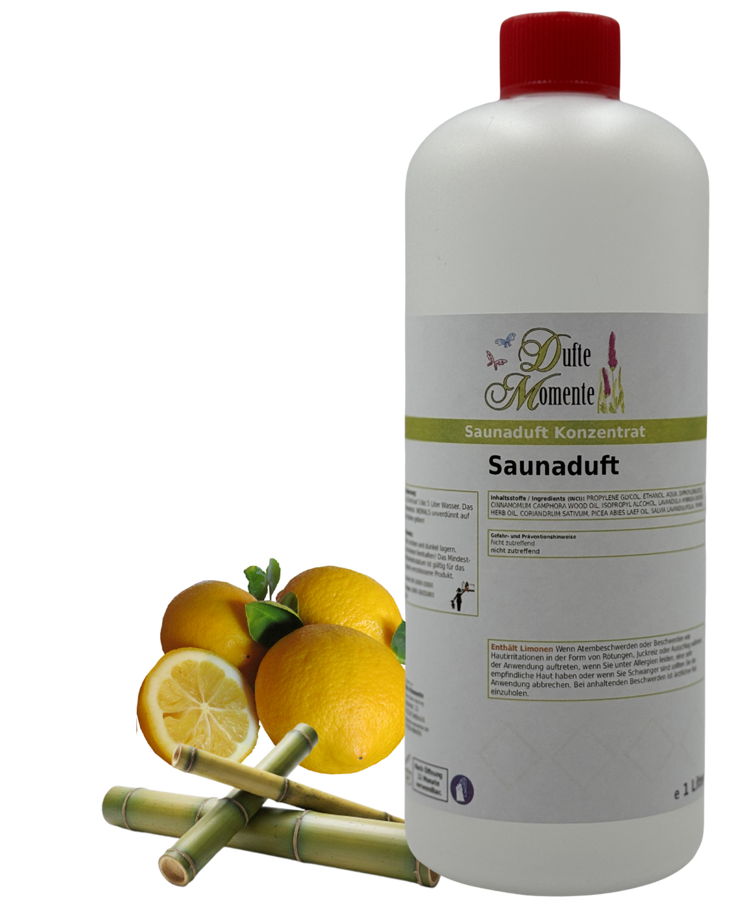 Saunaduft Bambus-Zitrone in 1 Liter Flasche mit Duftbestandteilen