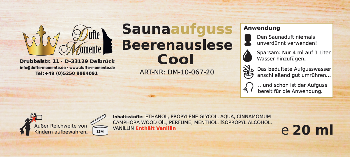 Etikett 20ml Beerenauslese Cool
