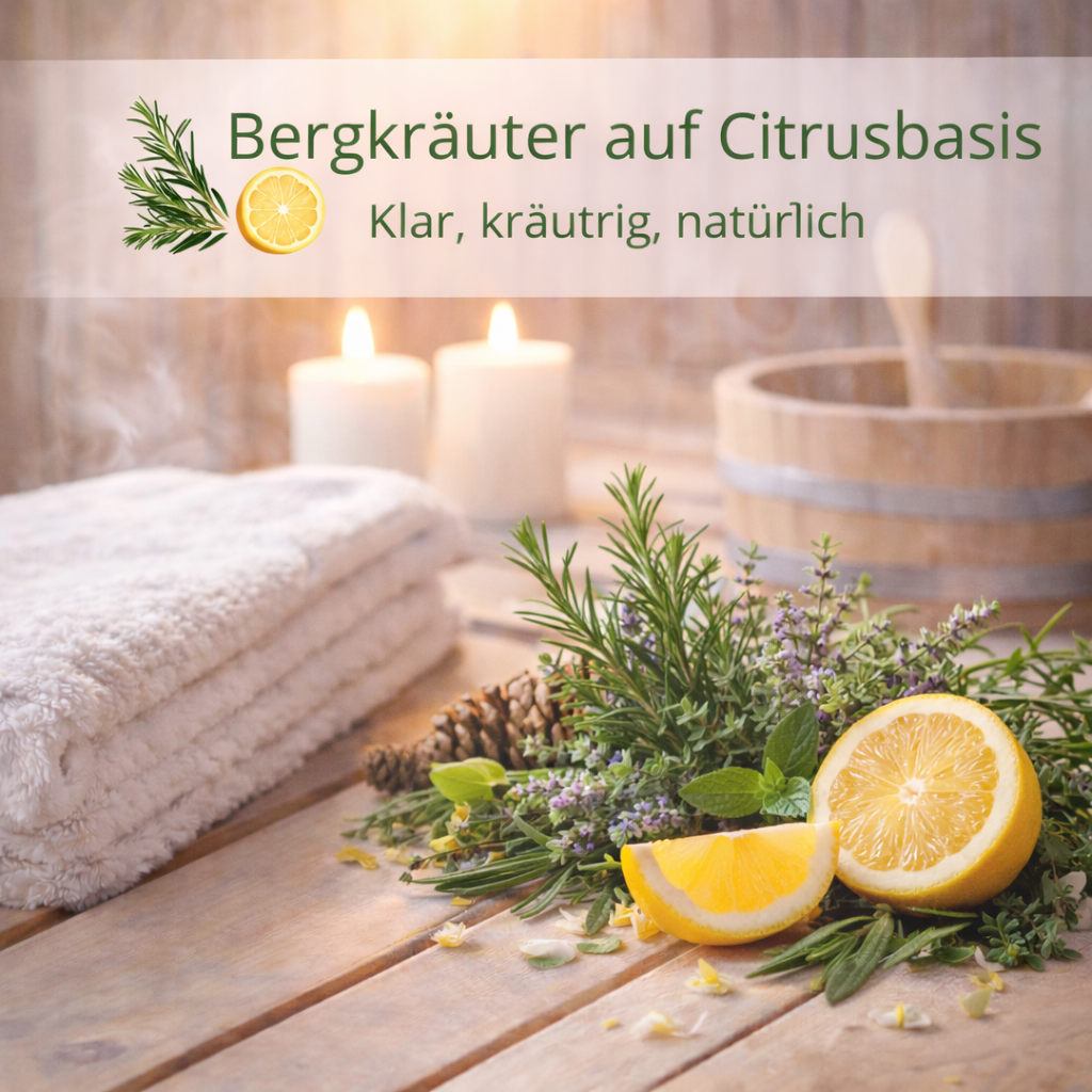 Moodbild Kräuter Zitrone und Saunaelemente