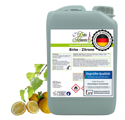 Dufte Momente Saunaaufguss Birke-Zitrone 3 L | Profi-Konzentrat | Made in Germany