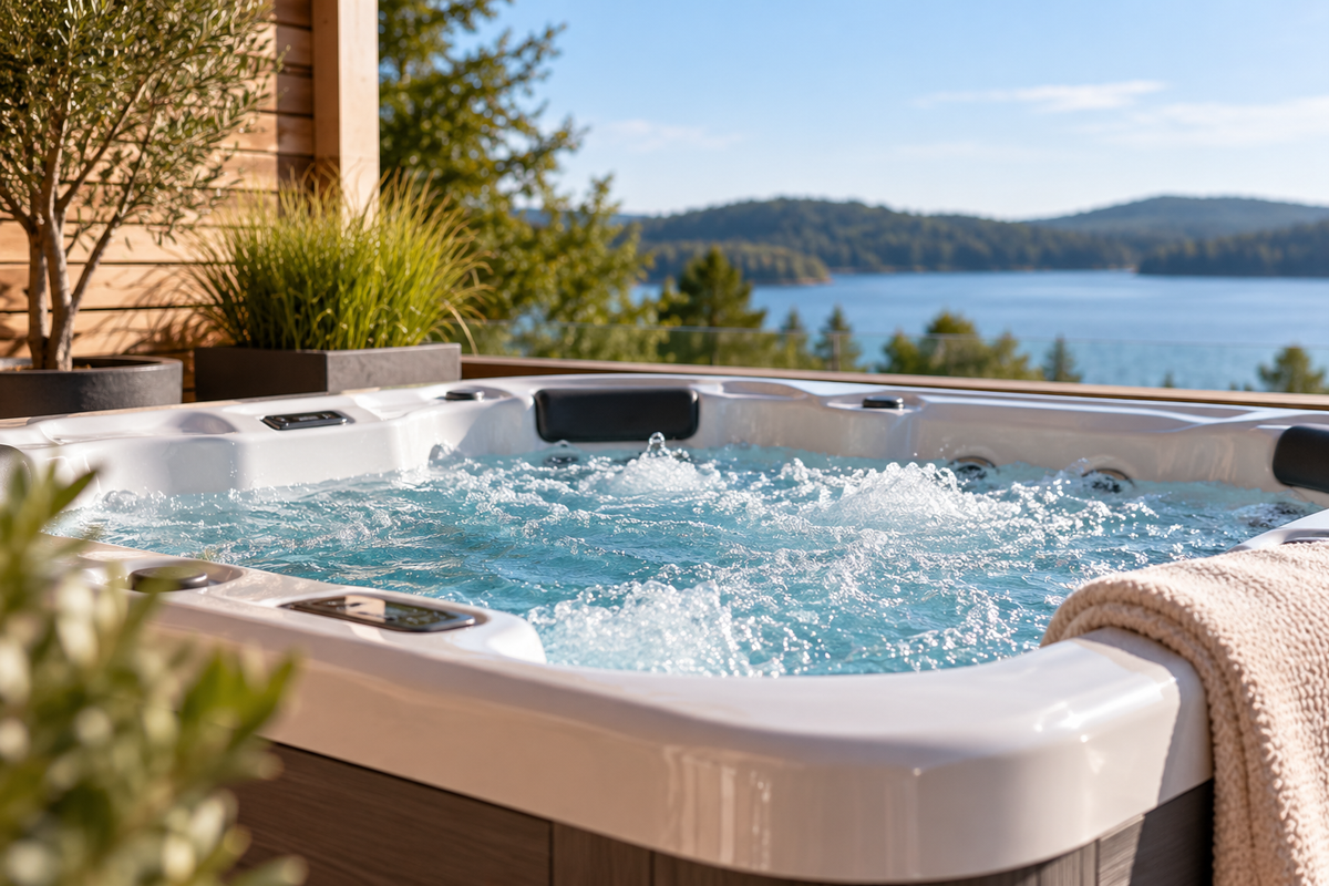 Whirlpool mit sprudelndem Wasser in entspannter Umgebung
