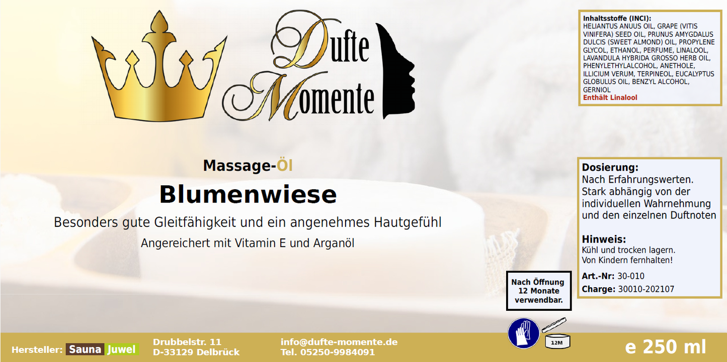 Massageöl-Etikett 250 ml Blumenwiese