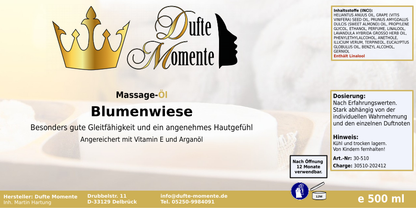 Massageöl-Etikett 500 ml Blumenwiese