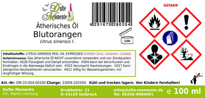 Ätherisches Öl Etikett 100 ml Blutorange