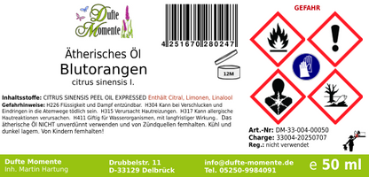 Ätherisches Öl Etikett 50 ml Blutorange