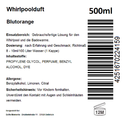 Whirlpoolduft 500 ml Etikett Blutorange