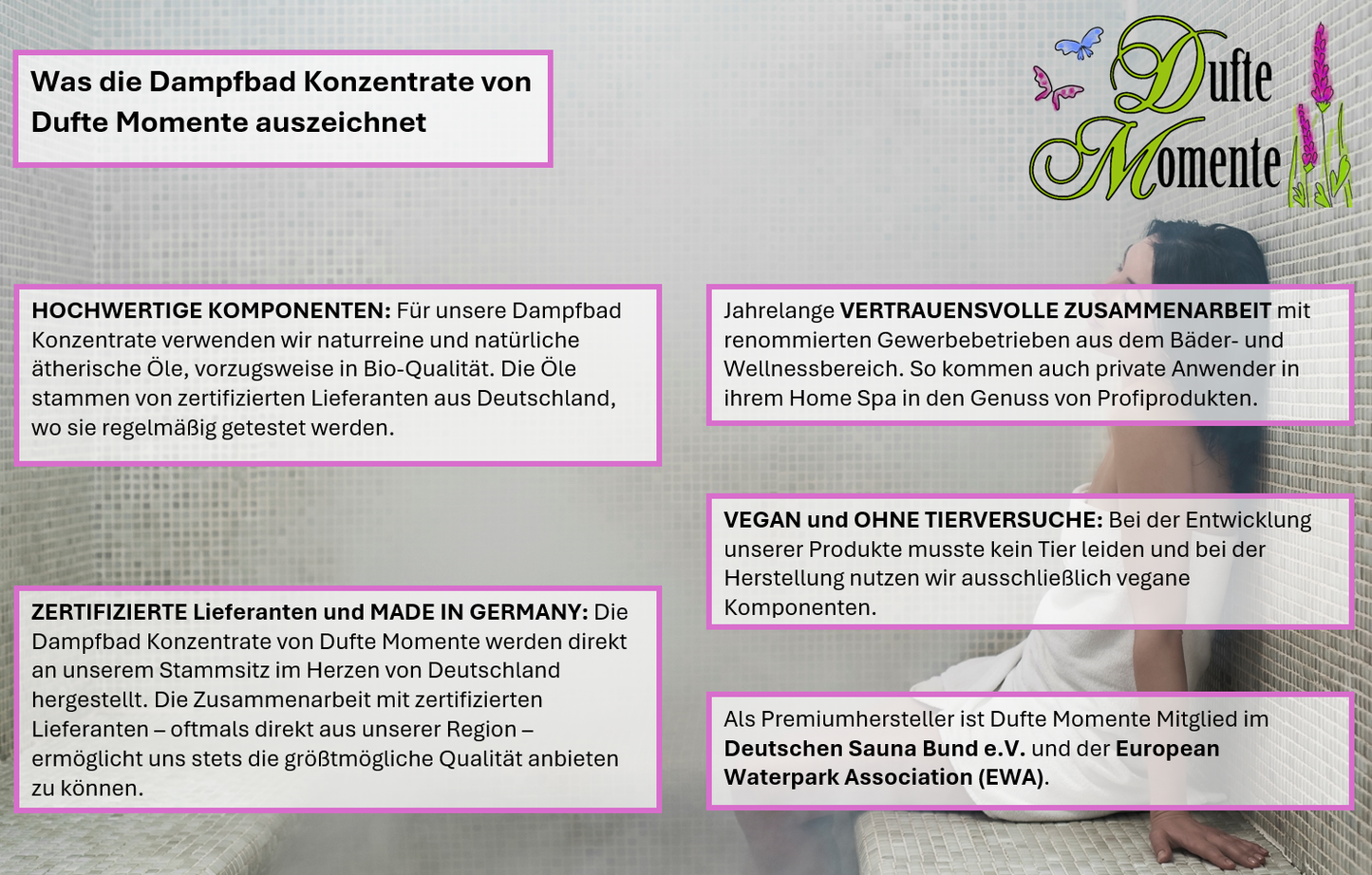 Grundlegende Infos zu Dampbad Konzentraten wie im Artikeltext beschrieben