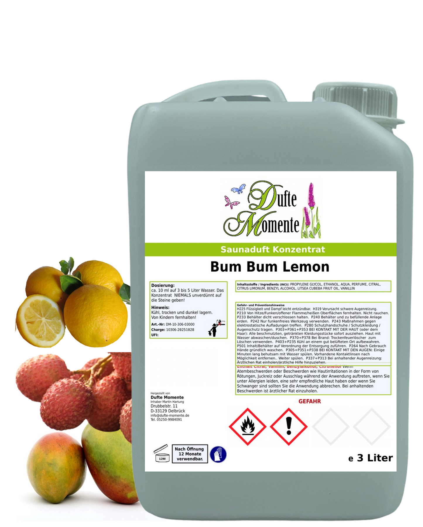 Saunaduft Bum Bum Lemon in 3 Liter Kanister mit Duftbestandteilen