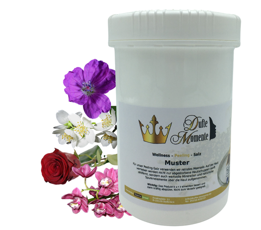 Campo de Fiori (Geranium, Jasmin, Orchidee, Rose) - 1 kg Salz Körperpeeling, mit BIO-Meersalz
