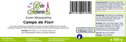 Campo de Fiori (Geranium, Jasmin, Orchidee, Rose) - 400g Zucker Körperpeeling, für empfindliche Haut