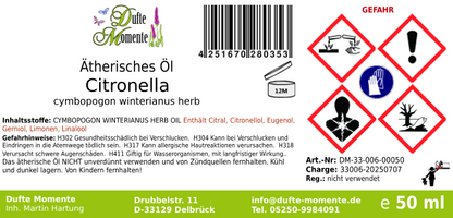 Ätherisches Öl Etikett 50 ml Citronella
