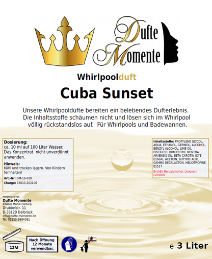 Whirlpoolduft 3 Liter Etikett Cuba Sunset