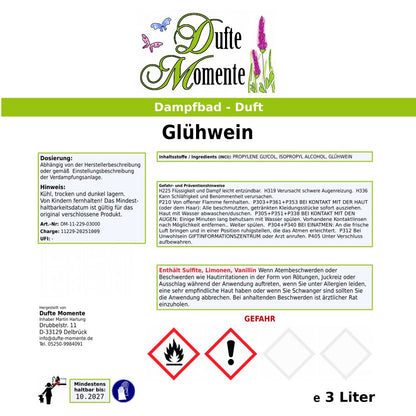 Dampfbad Duftkonzentrat glühwein etikett 3 liter