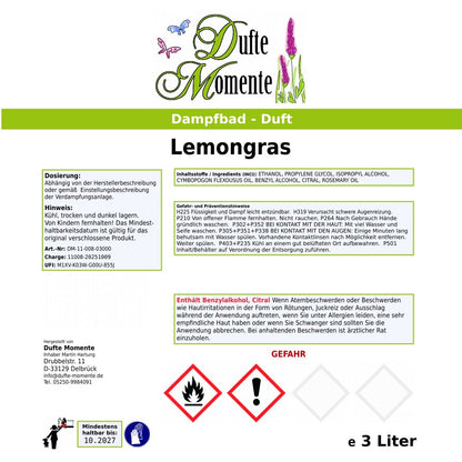 Dampfbad Duftkonzentrat lemongras etikett 3 liter