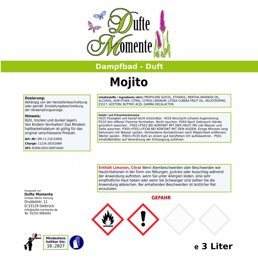 Dampfbad-Konzentrat Etikett