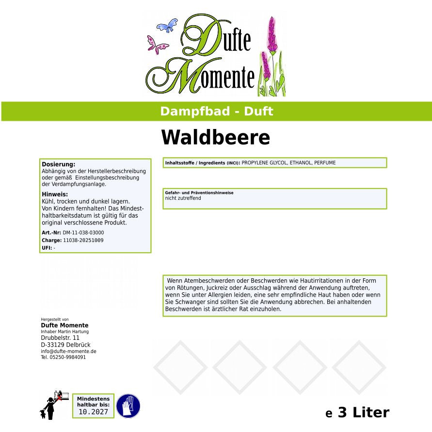 Dampfbad Duftkonzentrat waldbeere etikett 3 liter