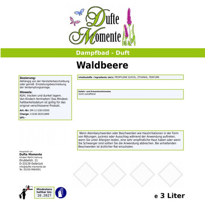 Dampfbad Duftkonzentrat waldbeere etikett 3 liter